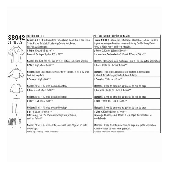 Simplicity Harry Potter Doll Outfit Sewing Pattern S8942 image number 2