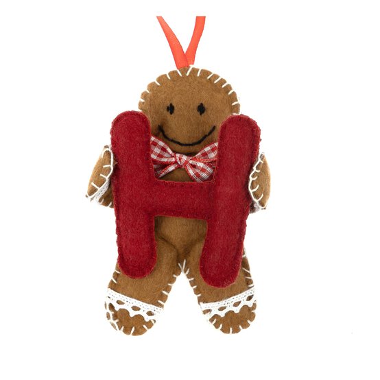 Hanging Gingerbread Felt Letter H Decoration image number 3