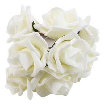 Ivory Open Rose Bouquet 8 Stems