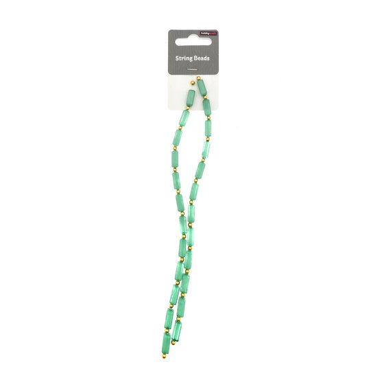 Green and Gold String Beads 18cm 2 Pack image number 1