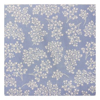 V&A Pressed in Time Blue Sprig Cotton Fabric by the Metre