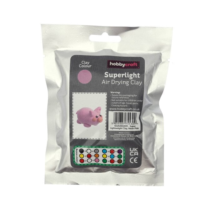 Neon Pink Superlight Air Drying Clay 30g image number 1