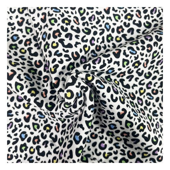 Rainbow Leopard Cotton Spandex Jersey Fabric by the Metre image number 1