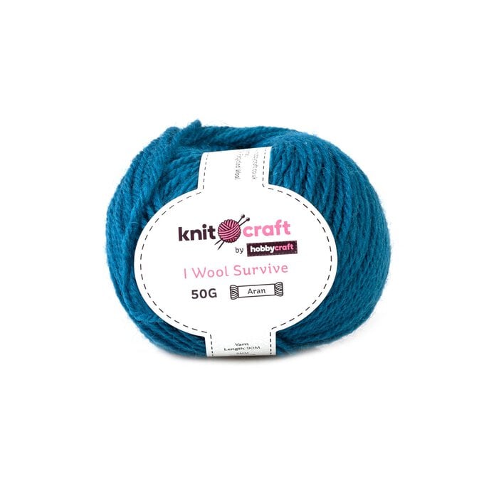 Knitcraft Teal I Wool Survive Yarn 50g image number 1