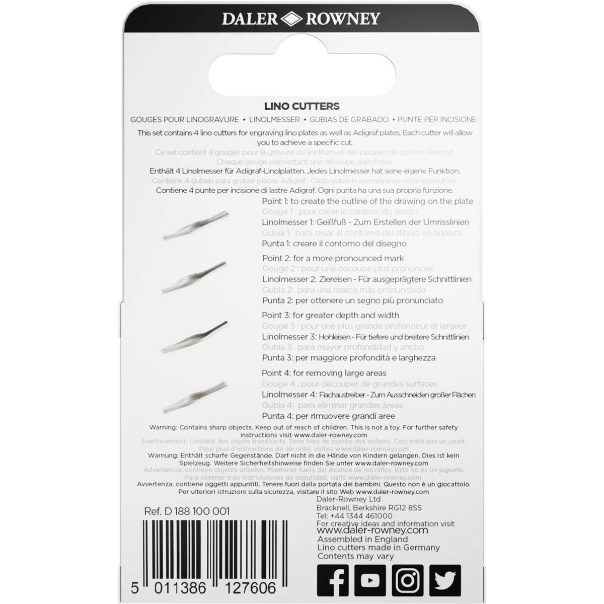 DalerRowney Adigraf Lino Cutters 4 Pack Hobbycraft
