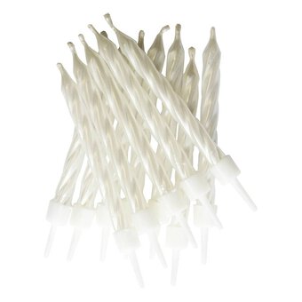 White Pearlesecent Candles 12 Pack