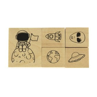 Into the Space Wooden Stamp Set 5 Pieces image number 2
