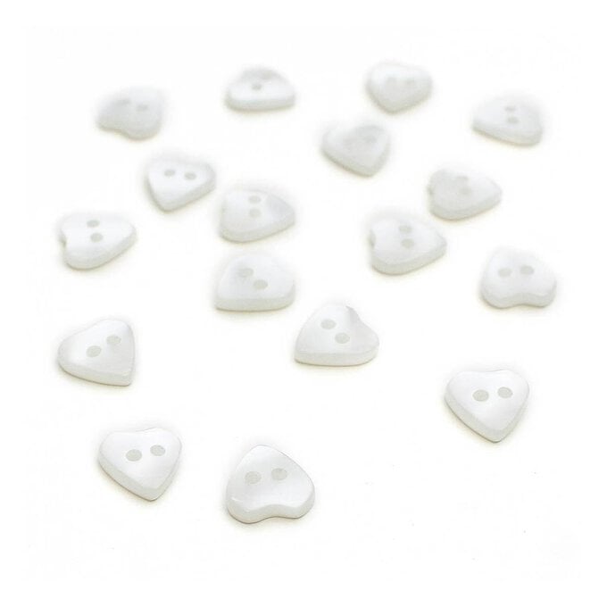 Hemline White Basic Hearts Button 17 Pack image number 1