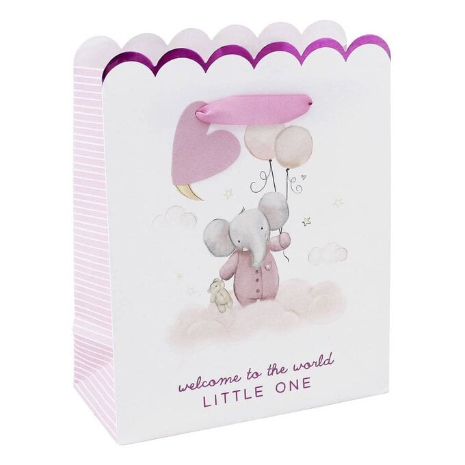Pink Baby Elephant Gift Bag 25cm x 21cm image number 1