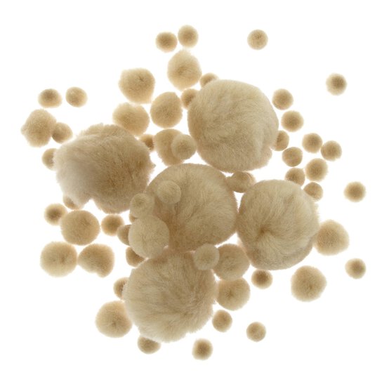 Cream Pom Poms 60 Pack image number 1