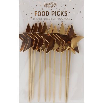 Gold Foil Star Cupcake Picks 10 Pack image number 2