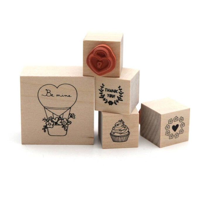 Hot Air Balloon Wooden Stamp Set 5 Pieces image number 1