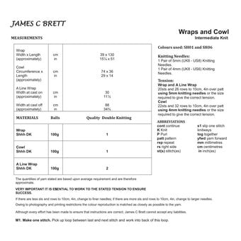 James C Brett Shhh DK Shawl Pattern JB820