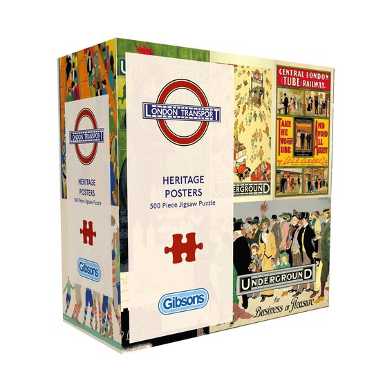 Gibsons London Transport Heritage Posters Jigsaw Puzzle 500 Pieces image number 1