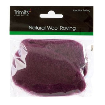 Trimits Mauve Natural Wool Roving 10g