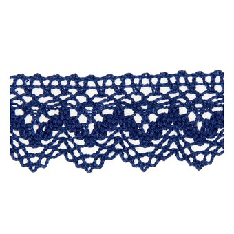 Navy 25mm Scallop Cotton Lace Trim by the Metre