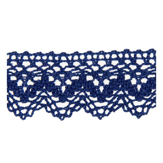 Navy 25mm Scallop Cotton Lace Trim by the Metre image number 2