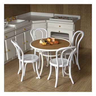 Doll&rsquo;s House White Metal Table and Chair Set 