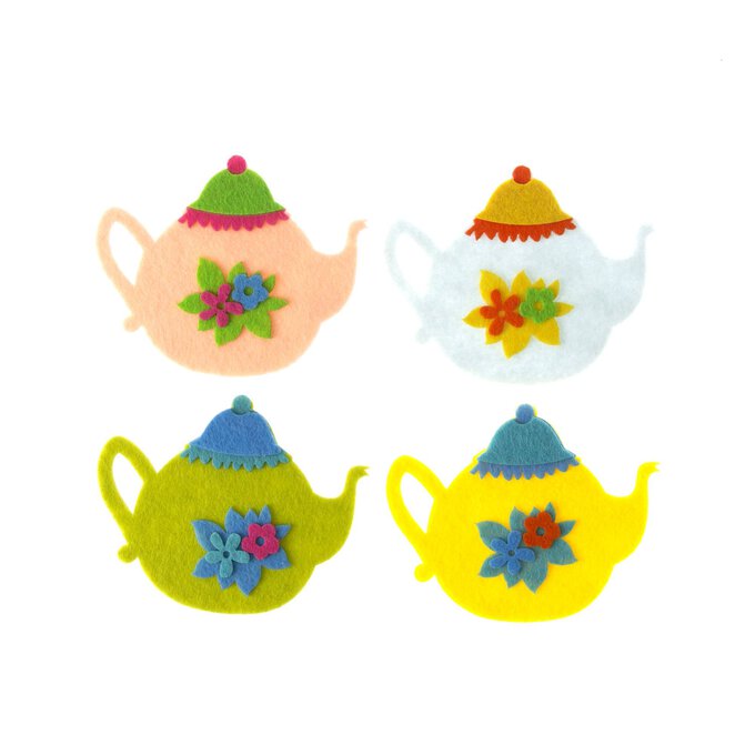 Felt Teapot Embellishments 4 Pack Hobbycraft
