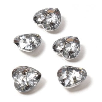 Hemline Crystal Heart Shaped Buttons 5 Pack