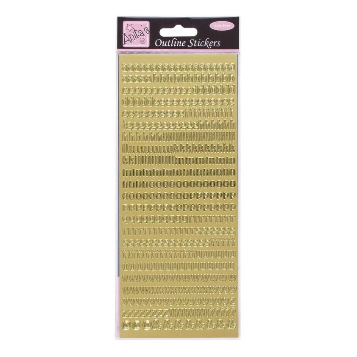 Gold Anitas Small Letters Outline Stickers 