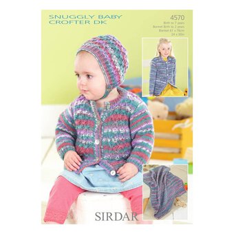 Sirdar Snuggly Baby Crofter DK Cardigans Bonnet and Blanket Digital Pattern 4570