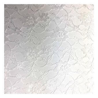 White Polyester Floral Lace Fabric by the Metre