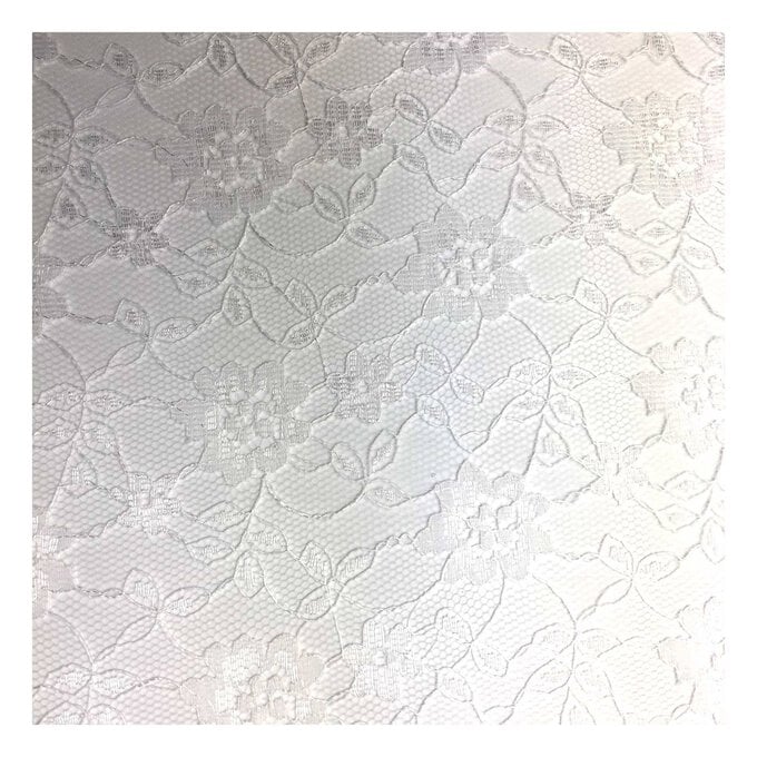 White Polyester Floral Lace Fabric by the Metre image number 1
