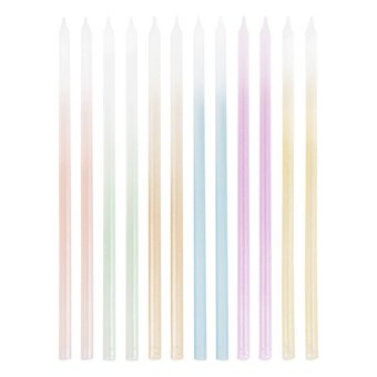 Ginger Ray Pastel Ombre Tall Candles 12 Pack