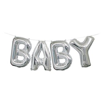 Silver Baby Balloon Banner