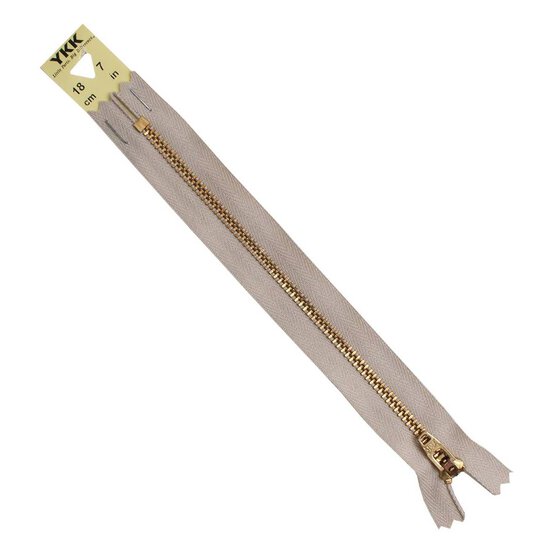 YKK Dark Beige Brass Jeans Zip 18cm image number 2