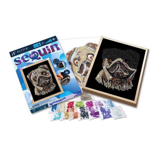 Kitfix Pug Sequin Art Blue Premium Kit image number 1