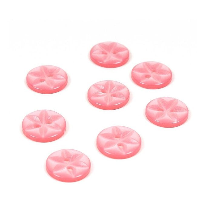 Hemline Pink Basic Star Button 8 Pack image number 1