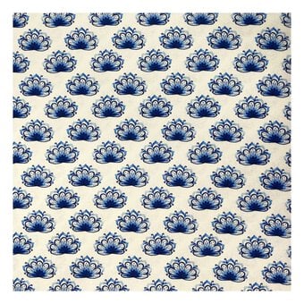 All About Blues Flower Buds Cotton Print Fabric by the Metre