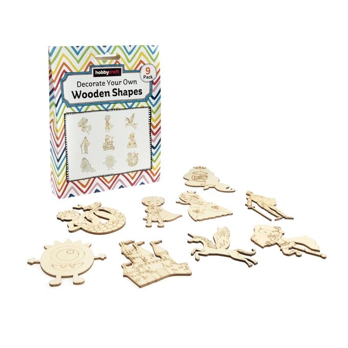 Decorate Your Own Fantasy Character Wooden Shapes 9 Pack image number 1