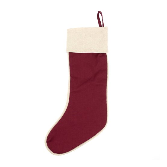 Large Red Fabric Christmas Stocking image number 1