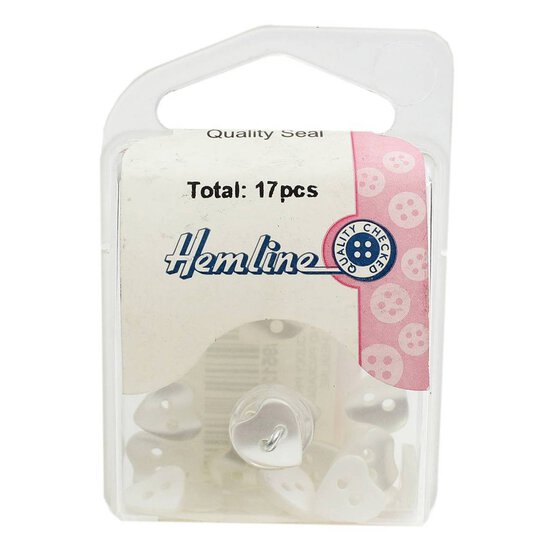 Hemline White Basic Hearts Button 17 Pack image number 2