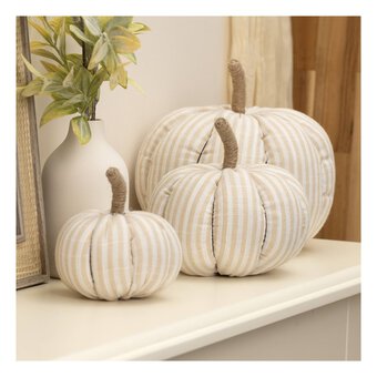 White Cotton Striped Pumpkin 3 Pack Bundle