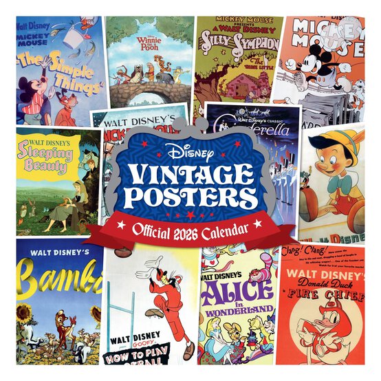 Disney Vintage Posters Wall Calendar 2026 image number 1