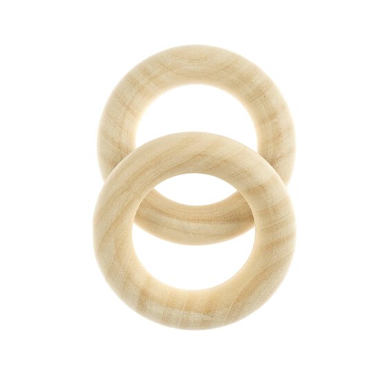 Natural Birch Wood Macramé Rings 5cm 2 Pack