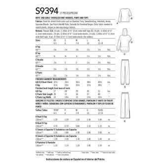 Simplicity Kids’ Sportswear Sewing Pattern S9394 (XS-XL)