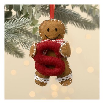 Hanging Gingerbread Felt Letter S Decoration