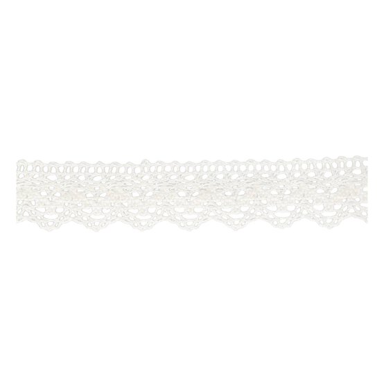 White 25mm Scallop Cotton Lace Trim by the Metre image number 1
