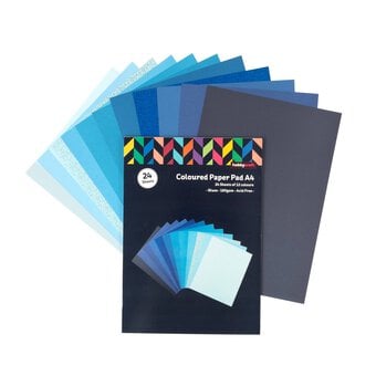 Blue Coloured Paper Pad A4 24 Pack