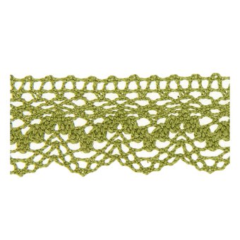 Olive Green 25mm Scallop Cotton Lace Trim by the Metre