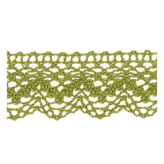 Olive Green 25mm Scallop Cotton Lace Trim by the Metre image number 2
