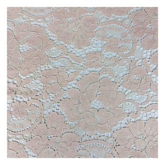Cream Corded Floral Lace Fabric by the Metre image number 2