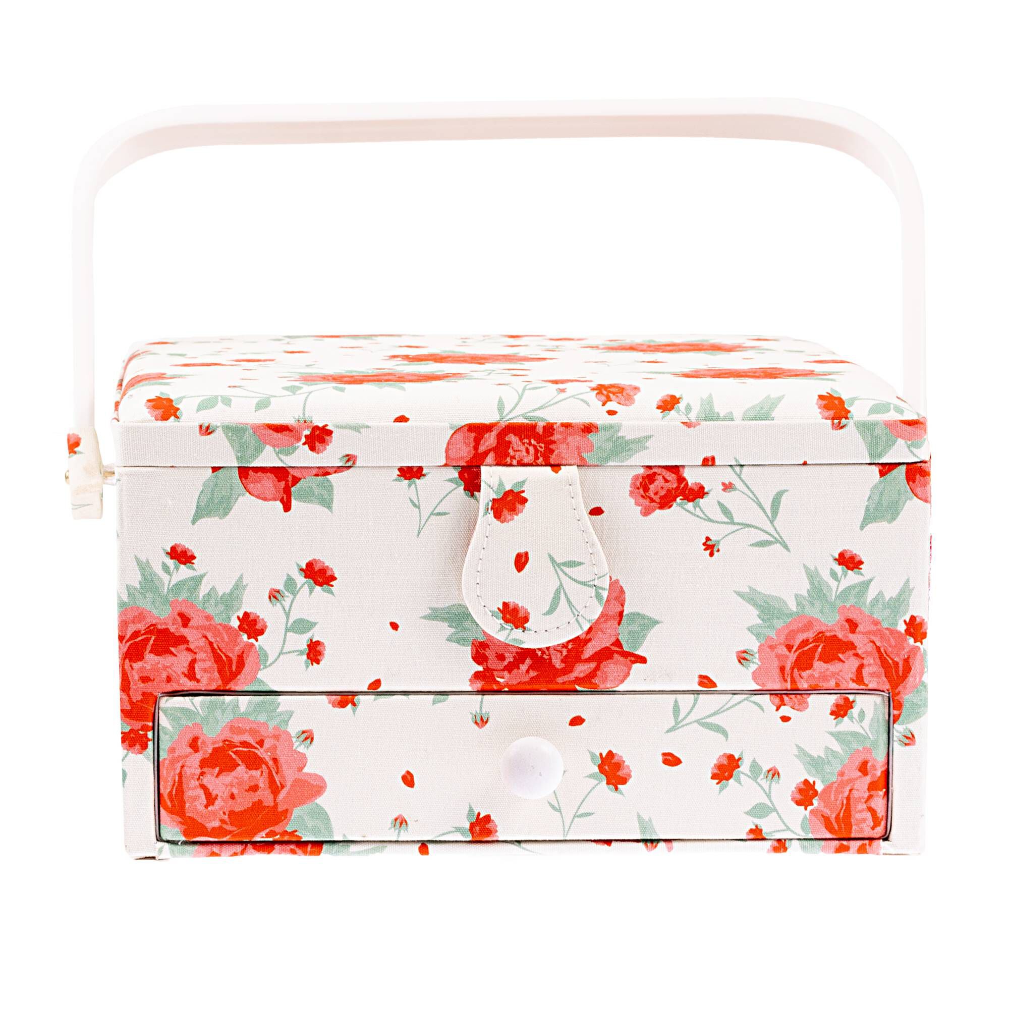 Large Vintage Floral Sewing Box with Drawer Hobbycraft