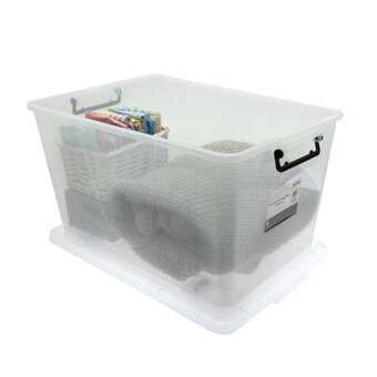 Clear Rolling Storage Box 75 Litres