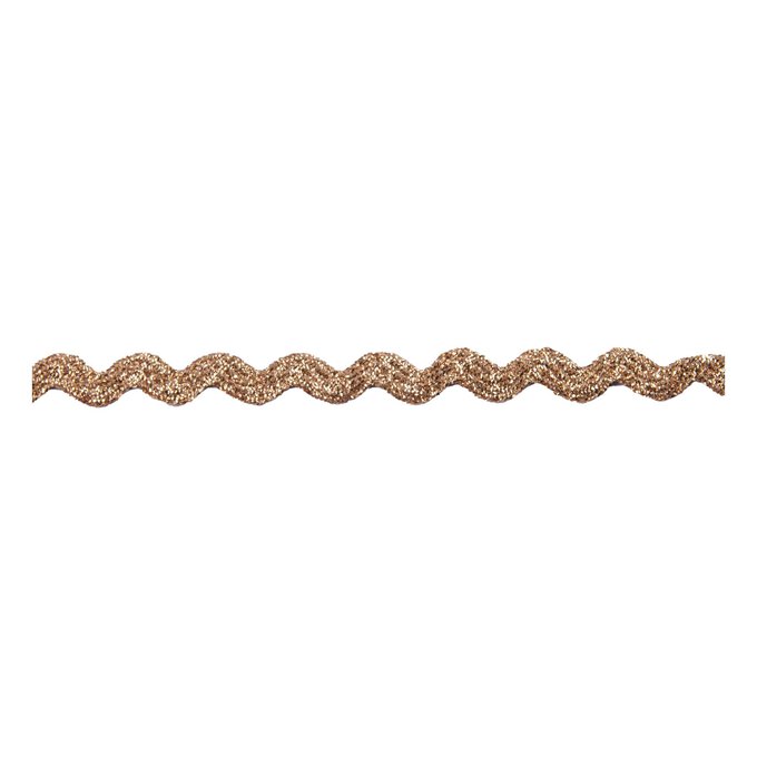 Gold 8mm Metallic Ric Rac Trim by the Metre image number 1